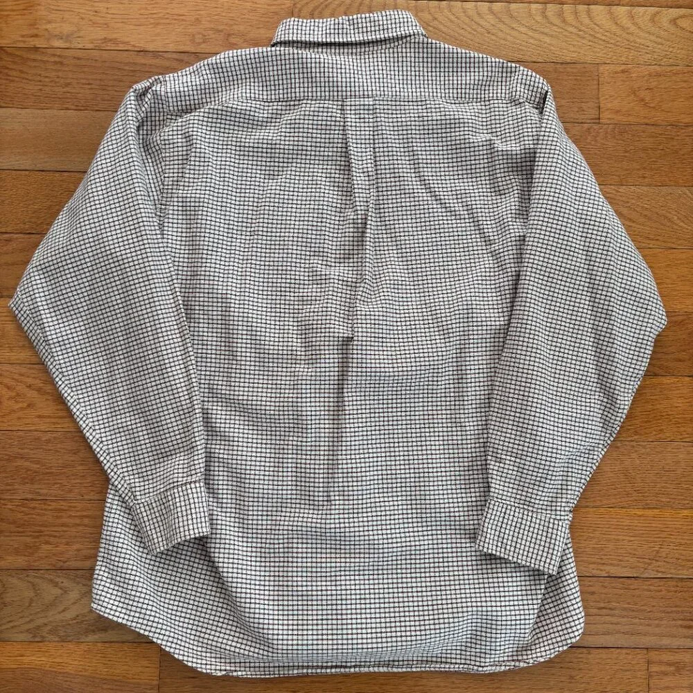 Vintage LL Bean Shirt Mens 17-35 Red Blue‎ Check Single Needle Tailoring Pocket